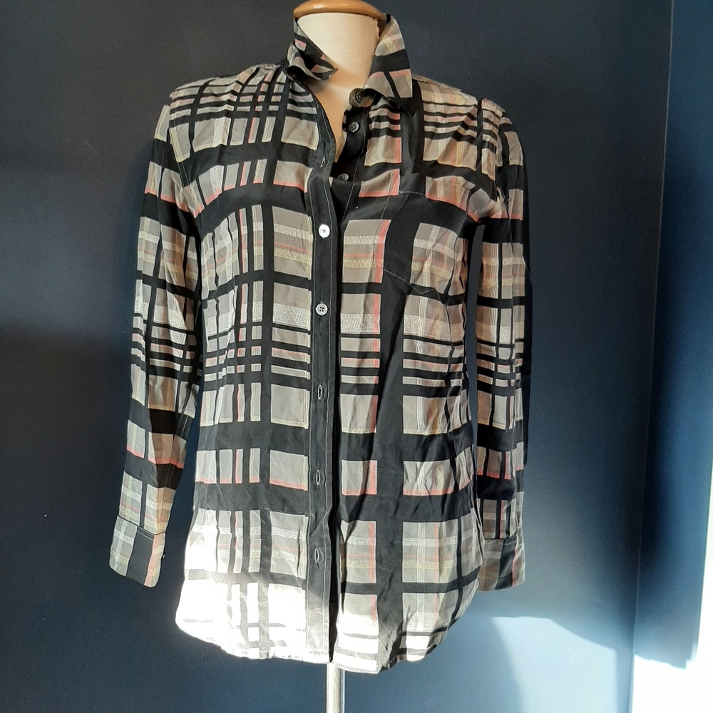 Silk plaid equipment button up xs shirt